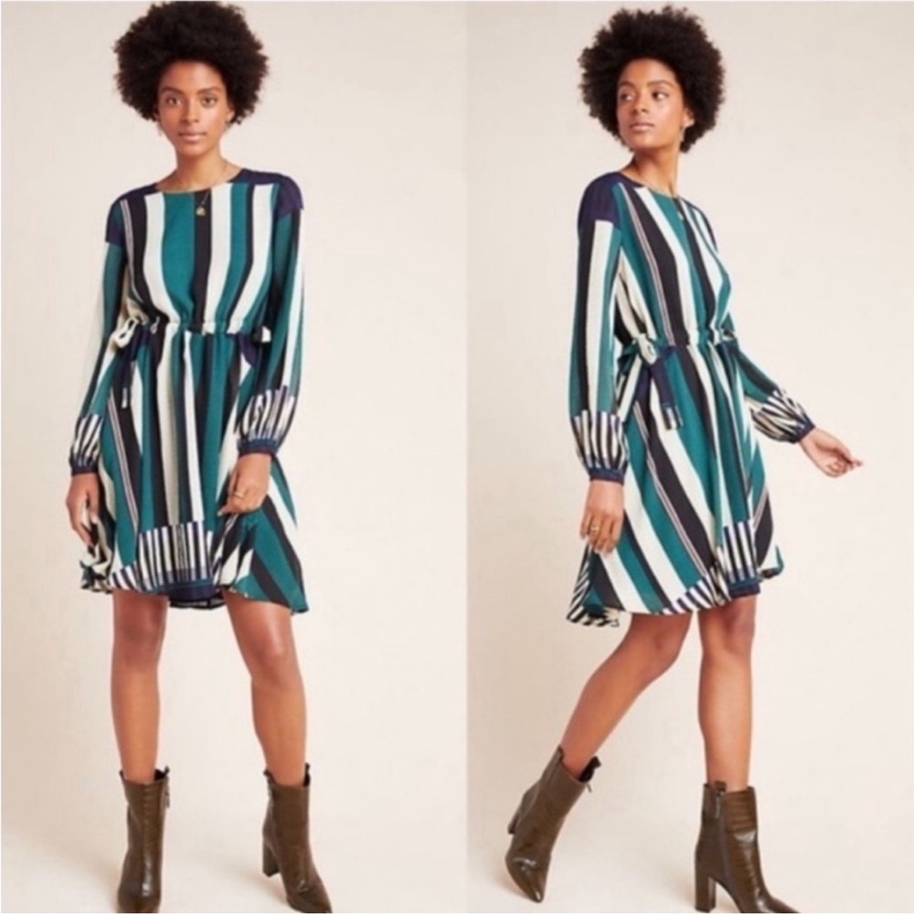 Anthropologie Sunday in Brooklyn Leger Striped Adjustable Waist Dress Size XS